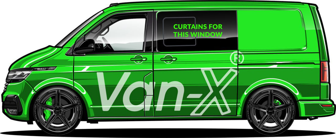 For VW T6.1 Transporter Van Conversion Premium Curtains Van-X - Black/Black
