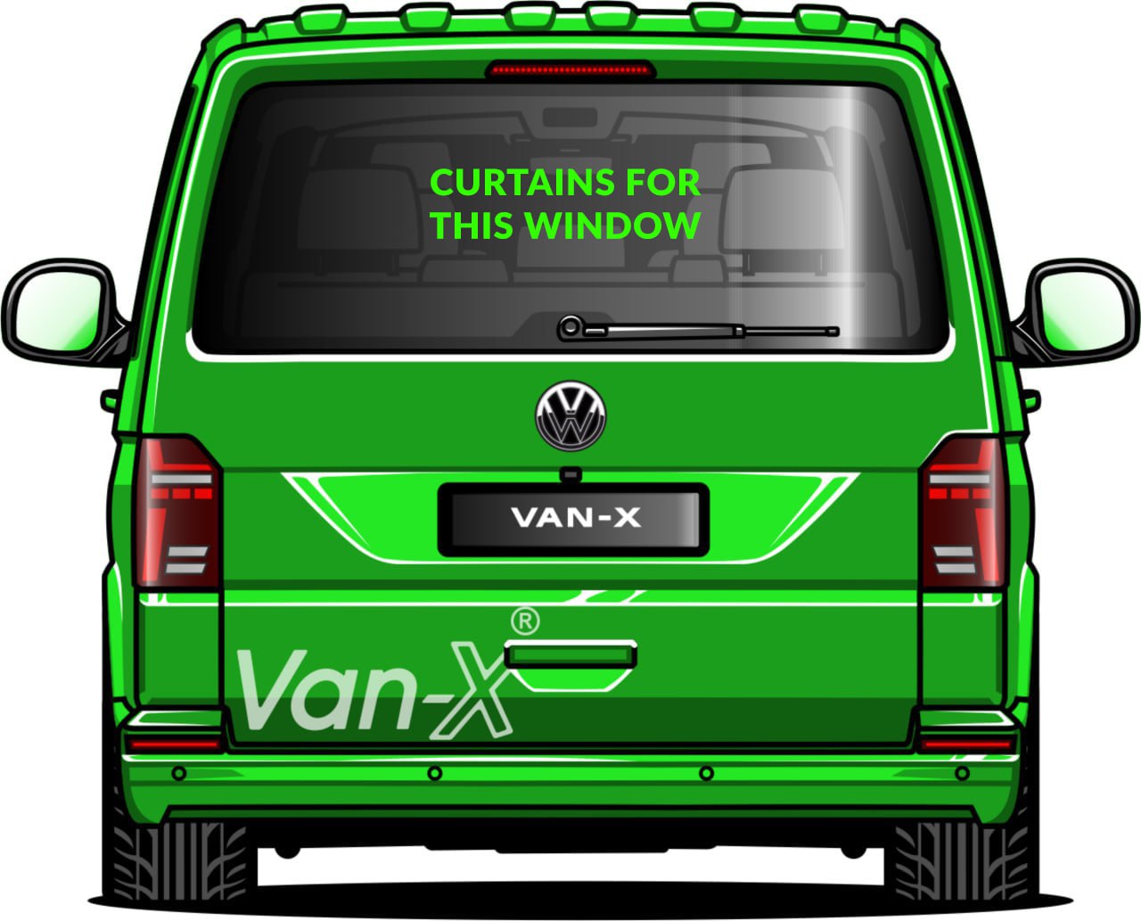 For VW T6.1 Transporter Van Conversion Premium Curtains Van-X - Black/Black