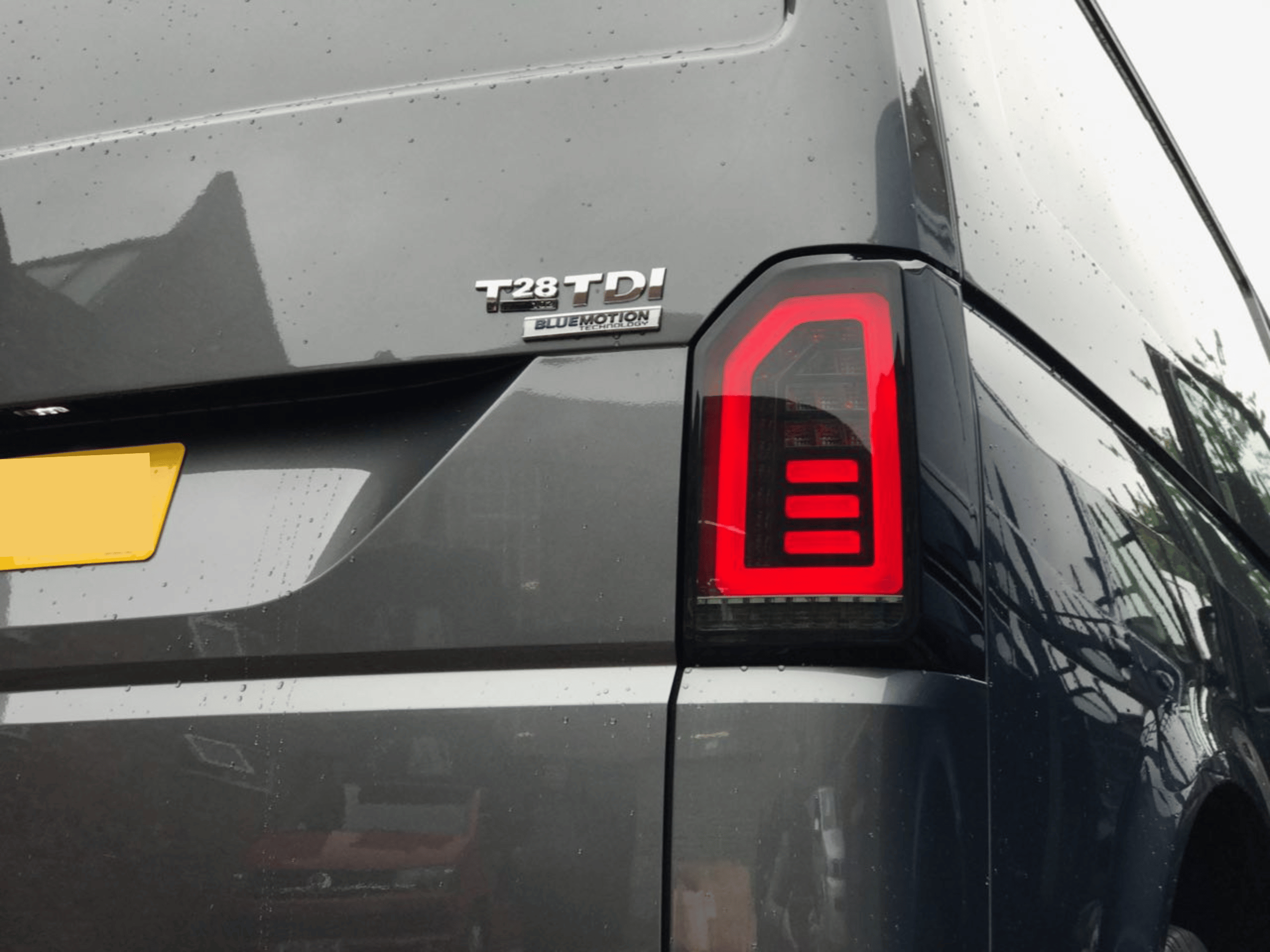 For VW T6 Smoked Tailgate LHD Red-Bars European Left Hand Drive Van only Sequential Indicator