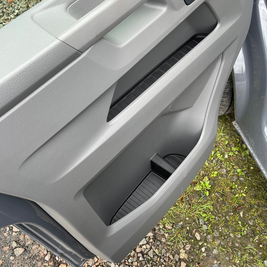 For VW T6.1 Transporter Rubber Door Liner Pocket Inserts - Black