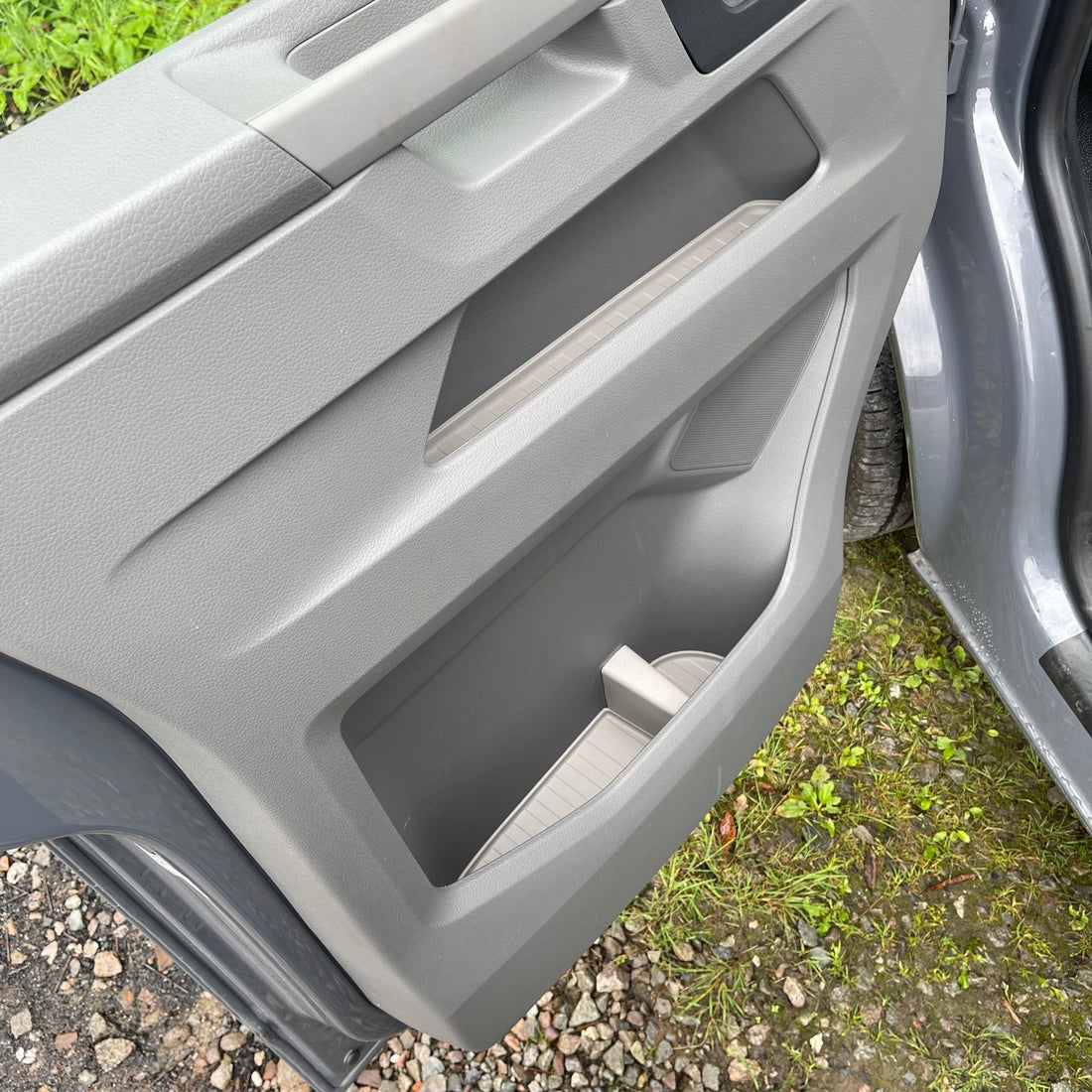 For VW T6.1 Transporter Rubber Door Liner Pocket Inserts Gray Campervan Conversion