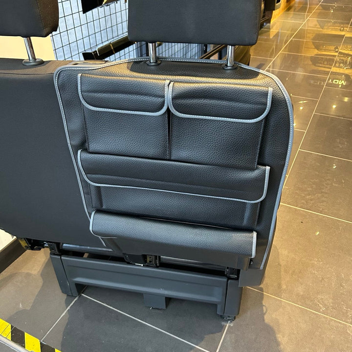 For New VW Crafter Right Side Double Passenger Seat Back Organizer | Black Leatherette Storage Pocket – Van-X