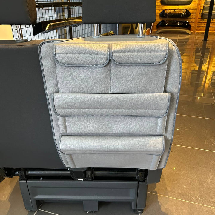 VW Crafter Rear Seat Organizer Double Passenger Seat Right – Dark Grey Leatherette Storage Bag