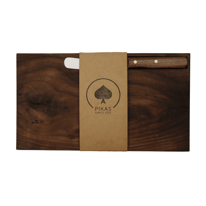 Walnuss Holzbrettchen Massivholz mit Buckelsmesser
