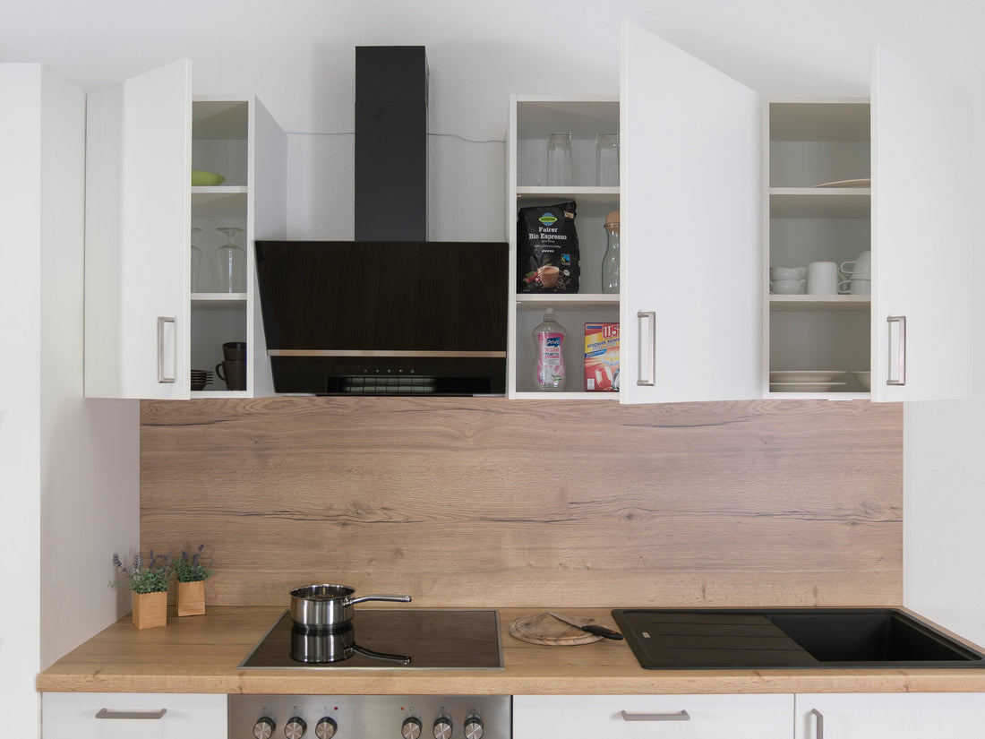 210cm GEBA Complete Kitchenette - pre-assembled with or without electrical appliances, niche back panel & LED lighting