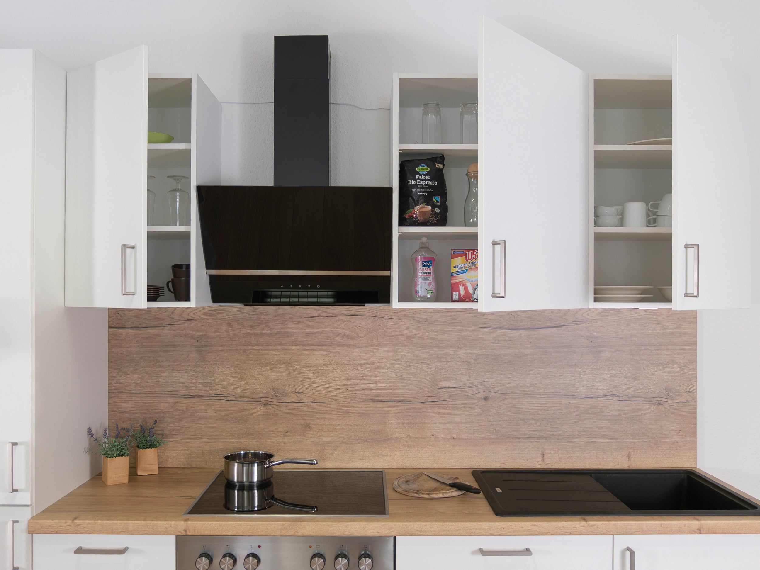 270cm GEBA Complete Kitchen Unit – pre-assembled with or without appliances, niche panel & LED lighting