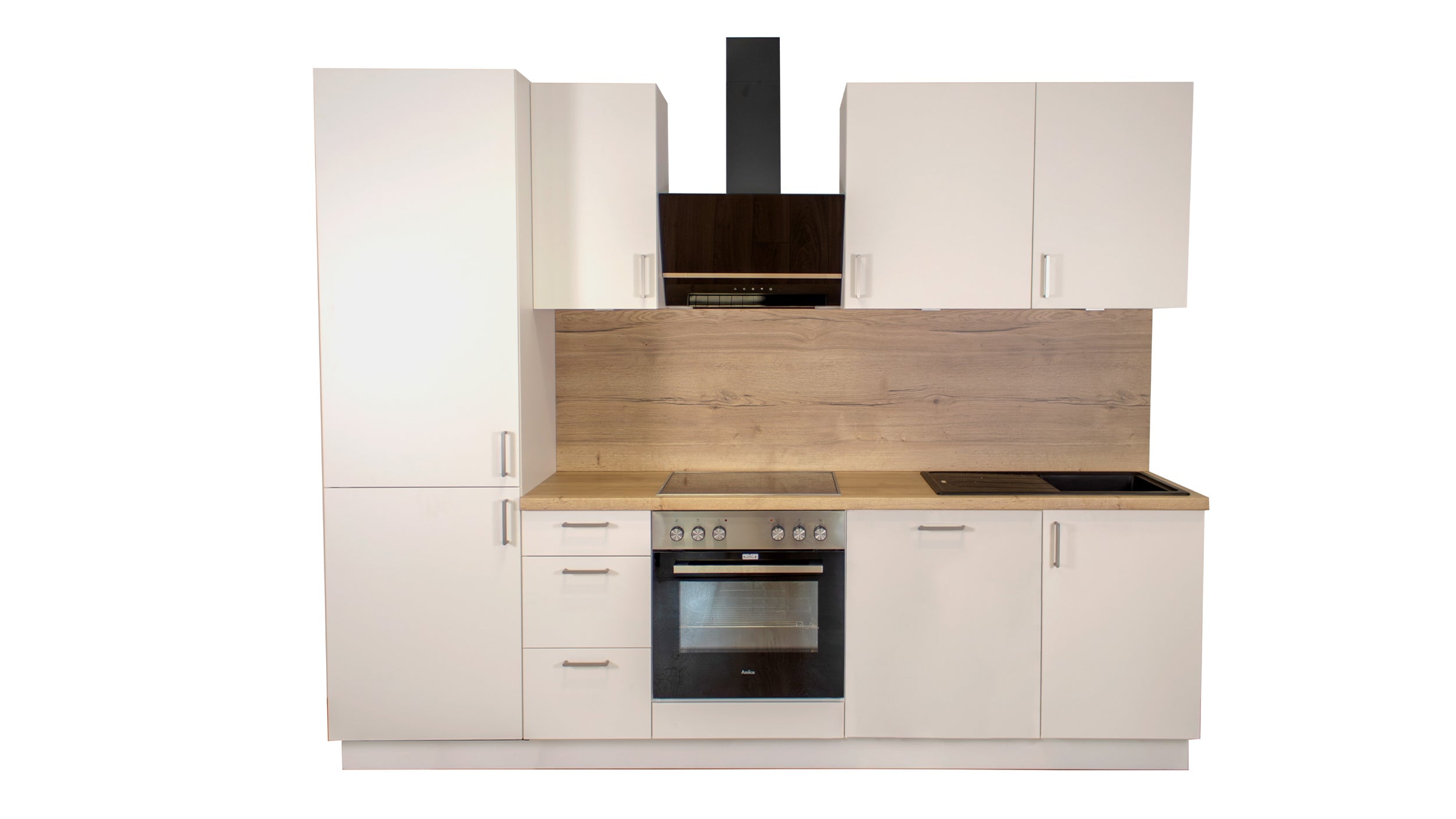 270cm GEBA Complete Kitchen Unit – pre-assembled with or without appliances, niche panel & LED lighting