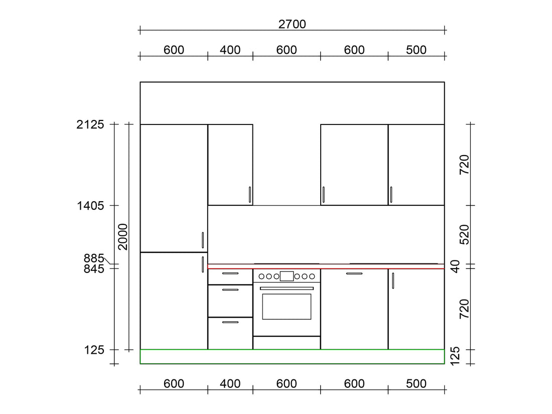 270cm GEBA Complete Kitchen Unit – pre-assembled with or without appliances, niche panel & LED lighting