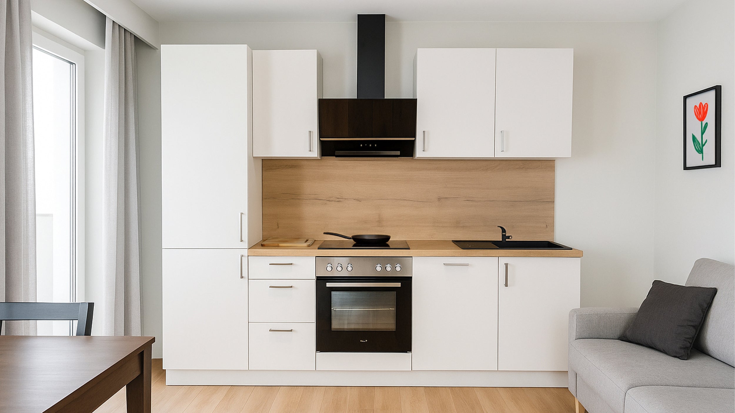 270cm GEBA Complete Kitchen Unit – pre-assembled with or without appliances, niche panel & LED lighting