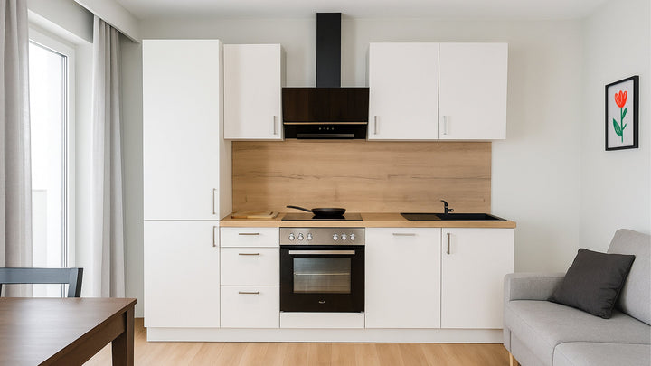 270cm GEBA Complete Kitchen Unit – pre-assembled with or without appliances, niche panel & LED lighting
