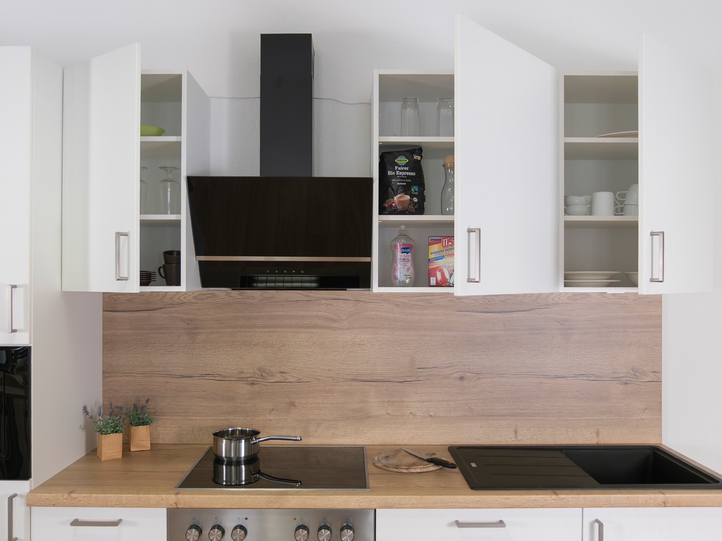 330cm GEBA Complete Kitchen Unit – pre-assembled with or without appliances, niche back panel & LED lighting