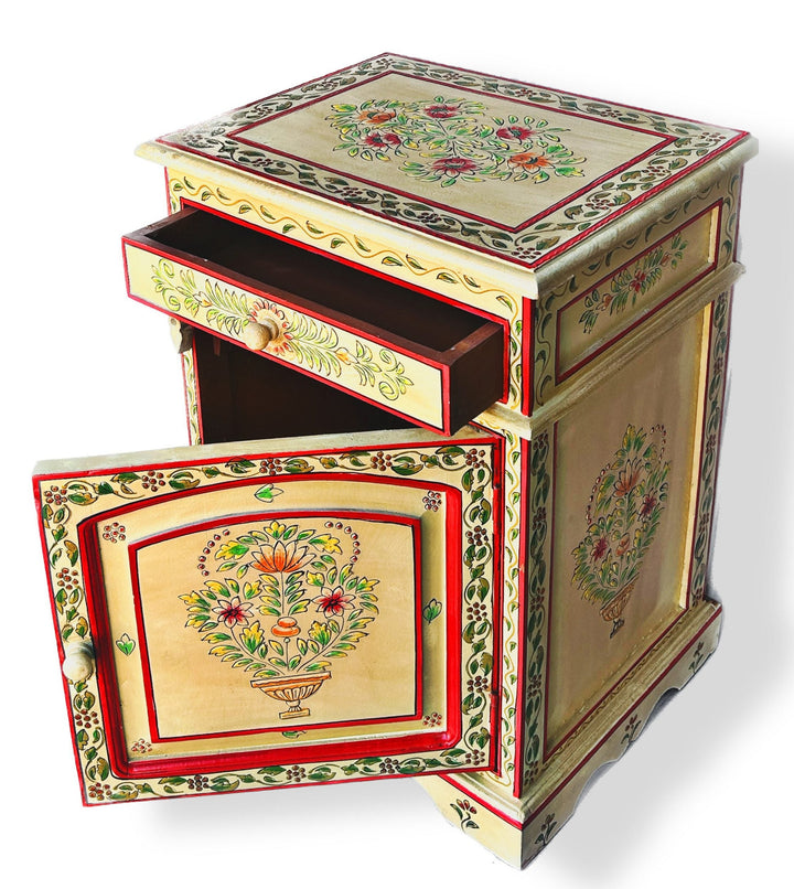 Vintage Asian Hand-Painted Indian Bedside Box - Item Chest_IRF