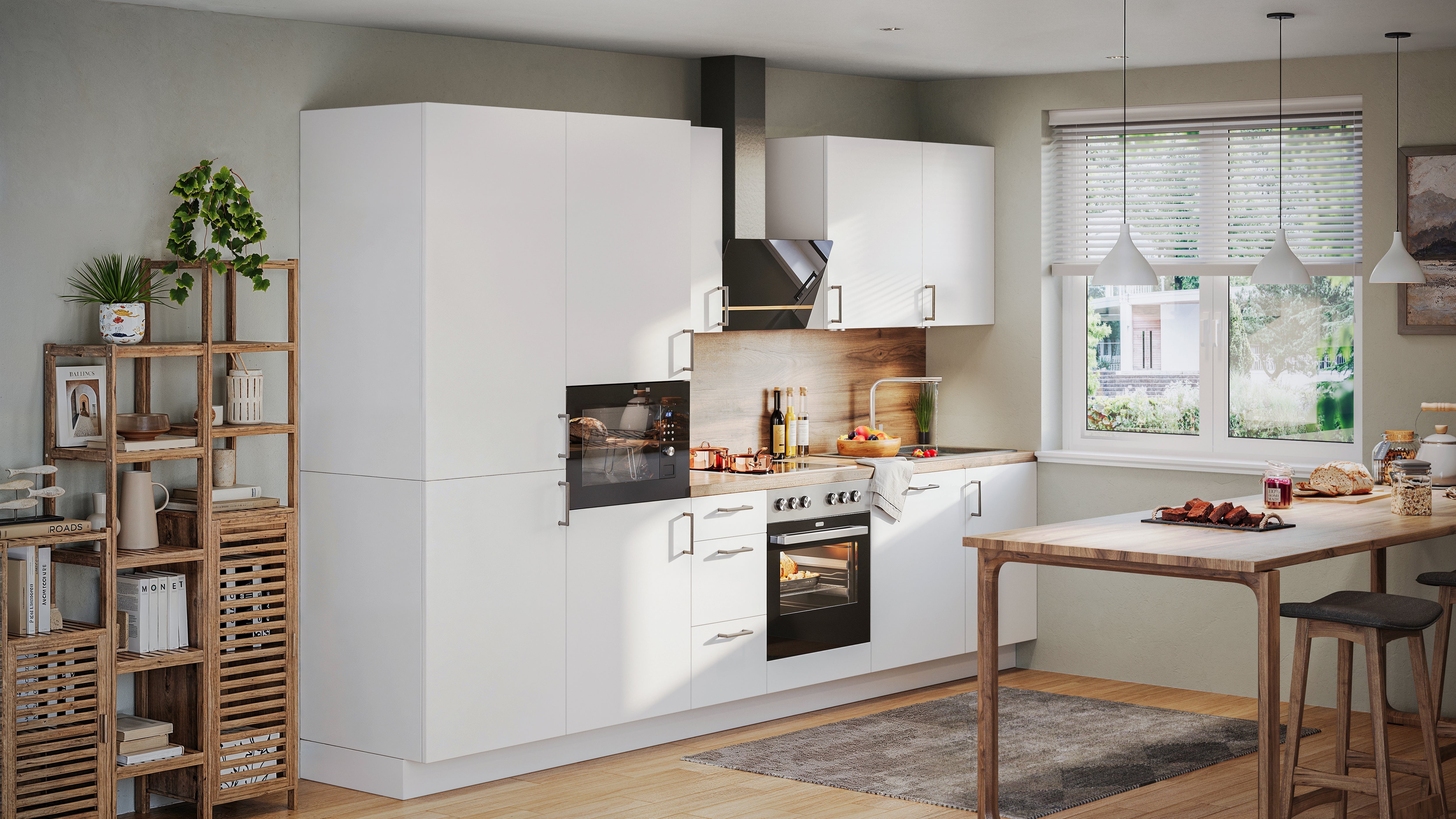 330cm GEBA Complete Kitchen Unit – pre-assembled with or without appliances, niche back panel & LED lighting