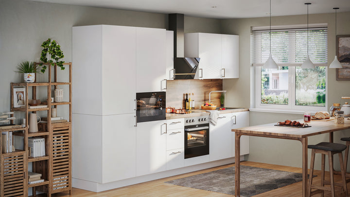 330cm GEBA Complete Kitchen Unit – pre-assembled with or without appliances, niche back panel & LED lighting