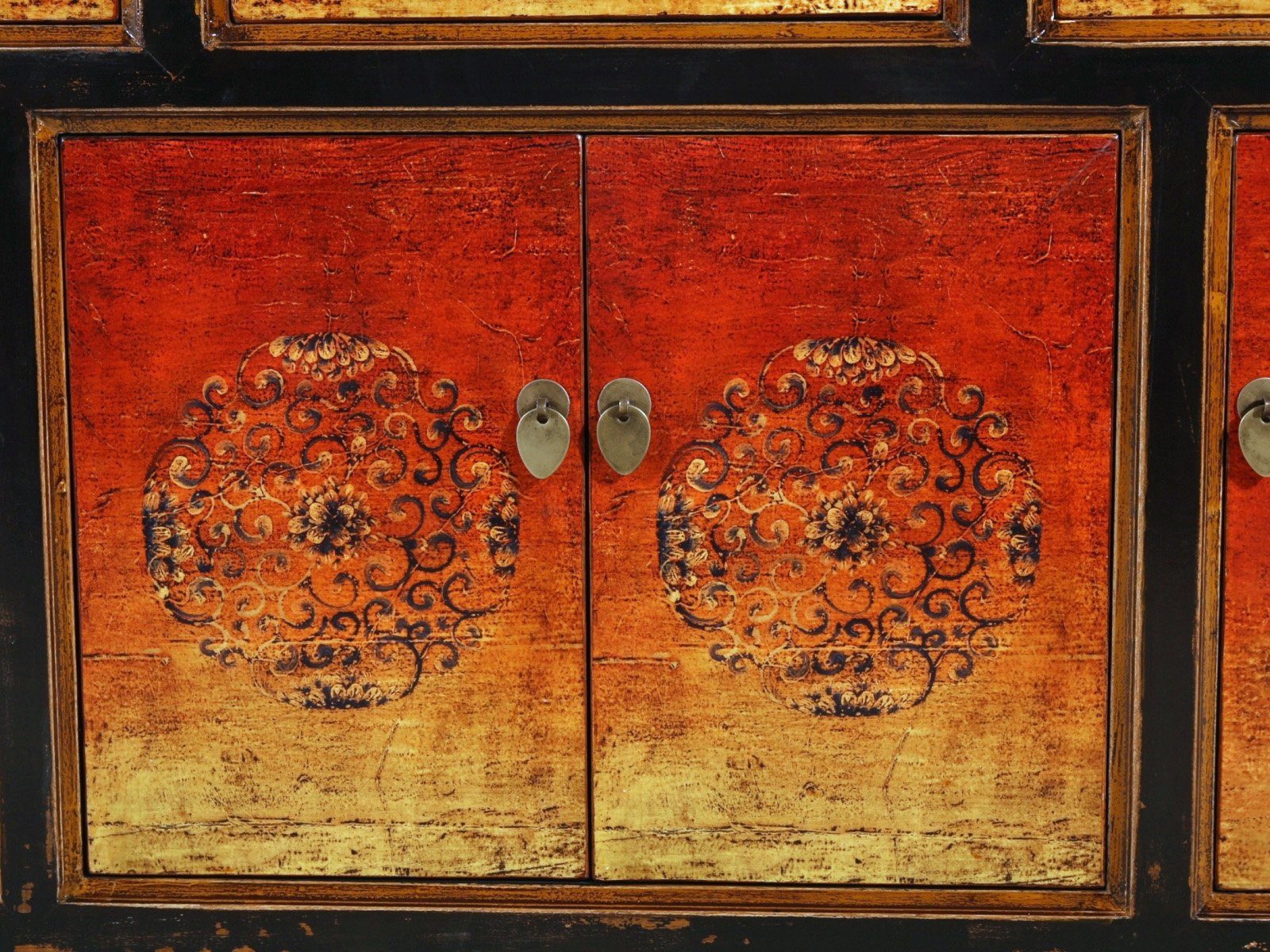 Vintage Asia Oriental Chest of Drawers Sideboard Cabinet "Fire" - Item No. 34372-2