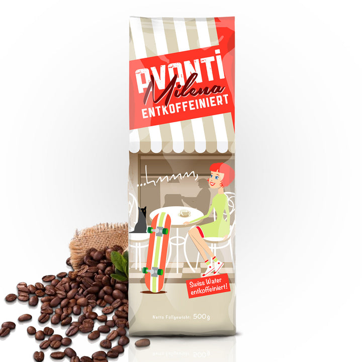 Caffè AVANTI MILENA Espresso Decaffeinated – 500g Beans (Swiss Water®, 80% Arabica / 20% Robusta), Swiss Roast