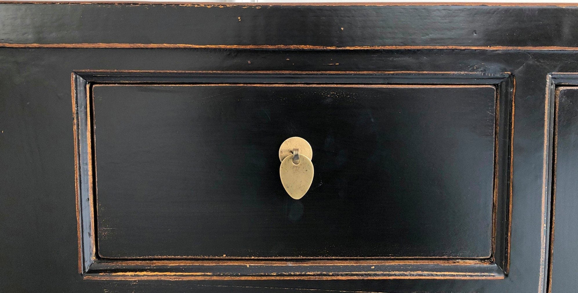 Vintage Asia Asian Lowboard Chest of Drawers Bench Black - Item 35208-2