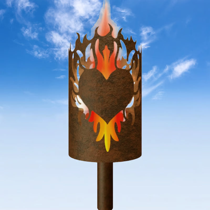 Garden torch Flame Heart double-sided