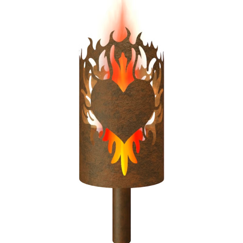 Garden torch Flame Heart double-sided