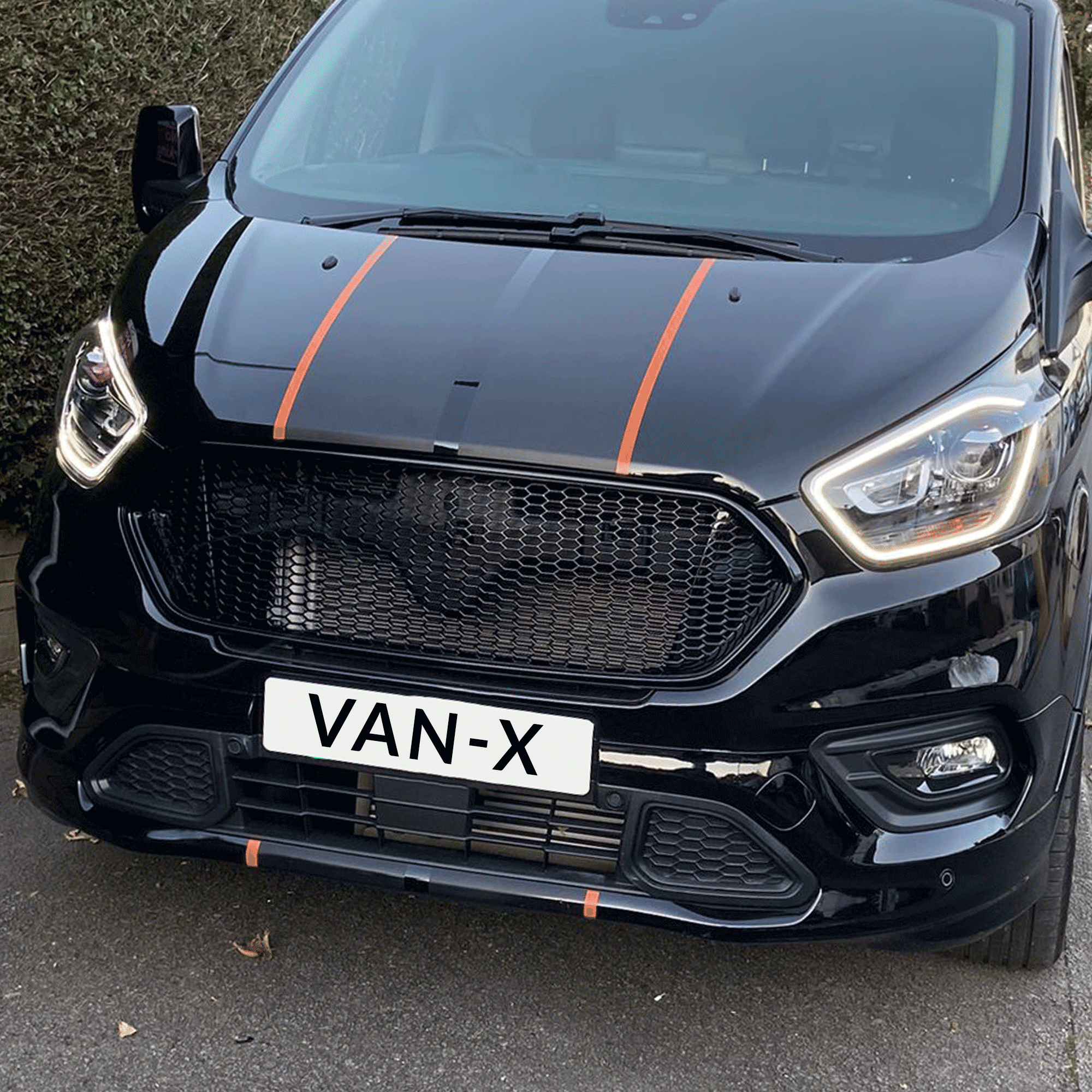 For Ford Transit Custom Gloss Black Honeycomb Grille Set - Pre-Painted and Ready to Fit