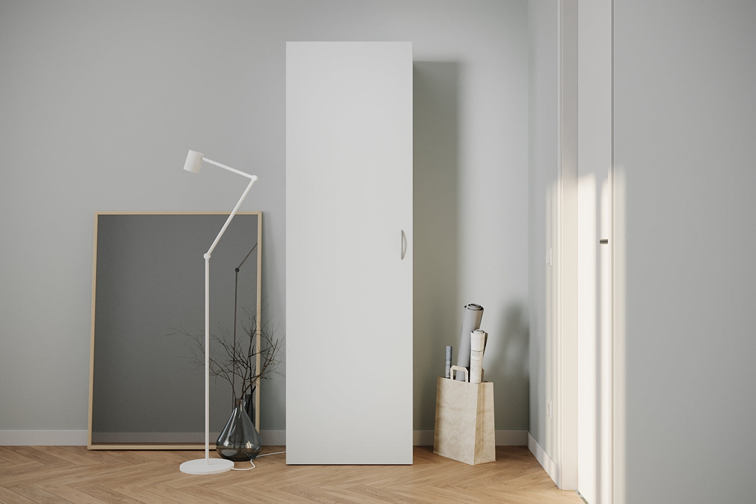 GEBA SlimSpace System Wardrobe 60 cm – space-saving dressing cabinet in matte white (Made in Germany)