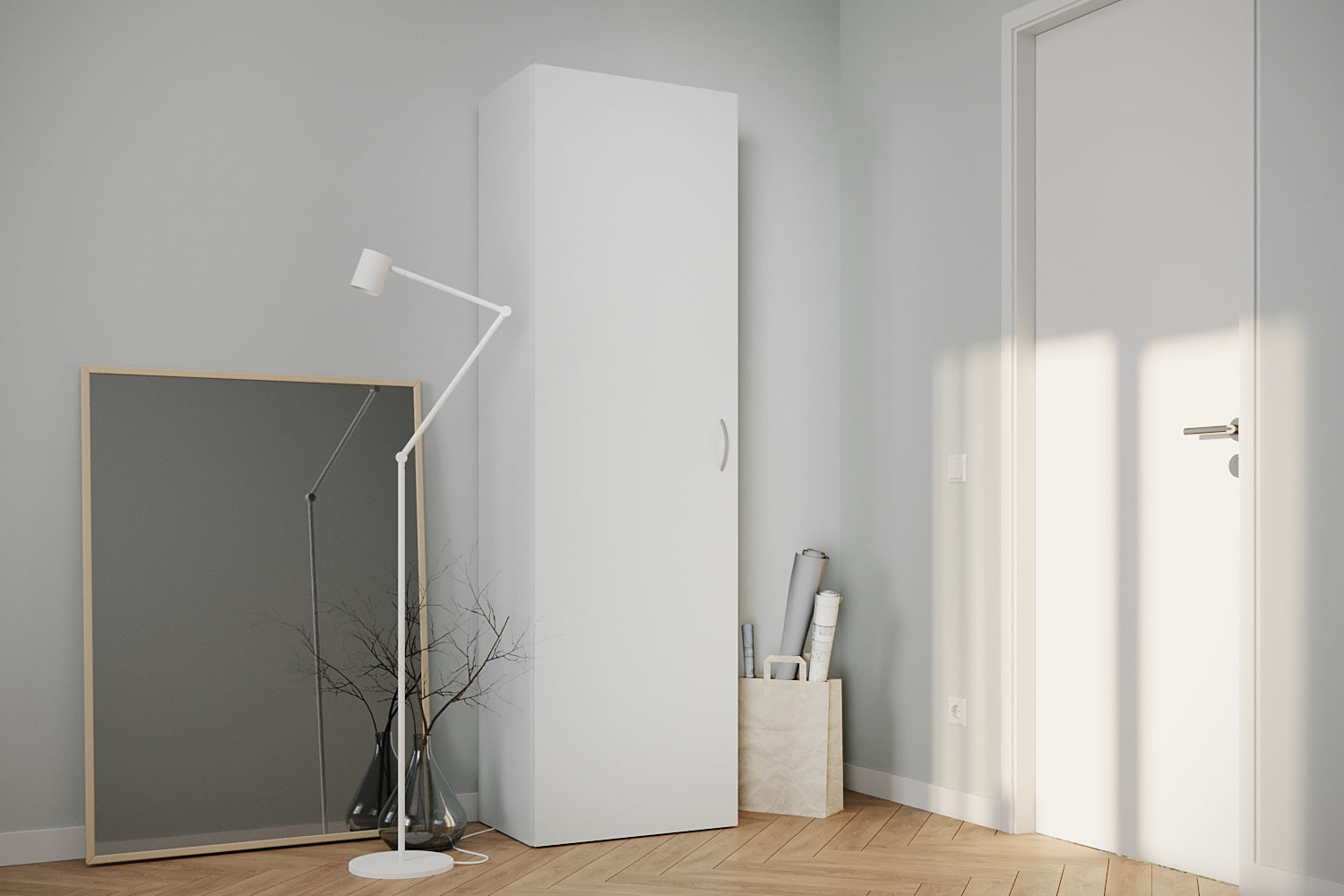 GEBA SlimSpace System Wardrobe 60 cm – space-saving dressing cabinet in matte white (Made in Germany)