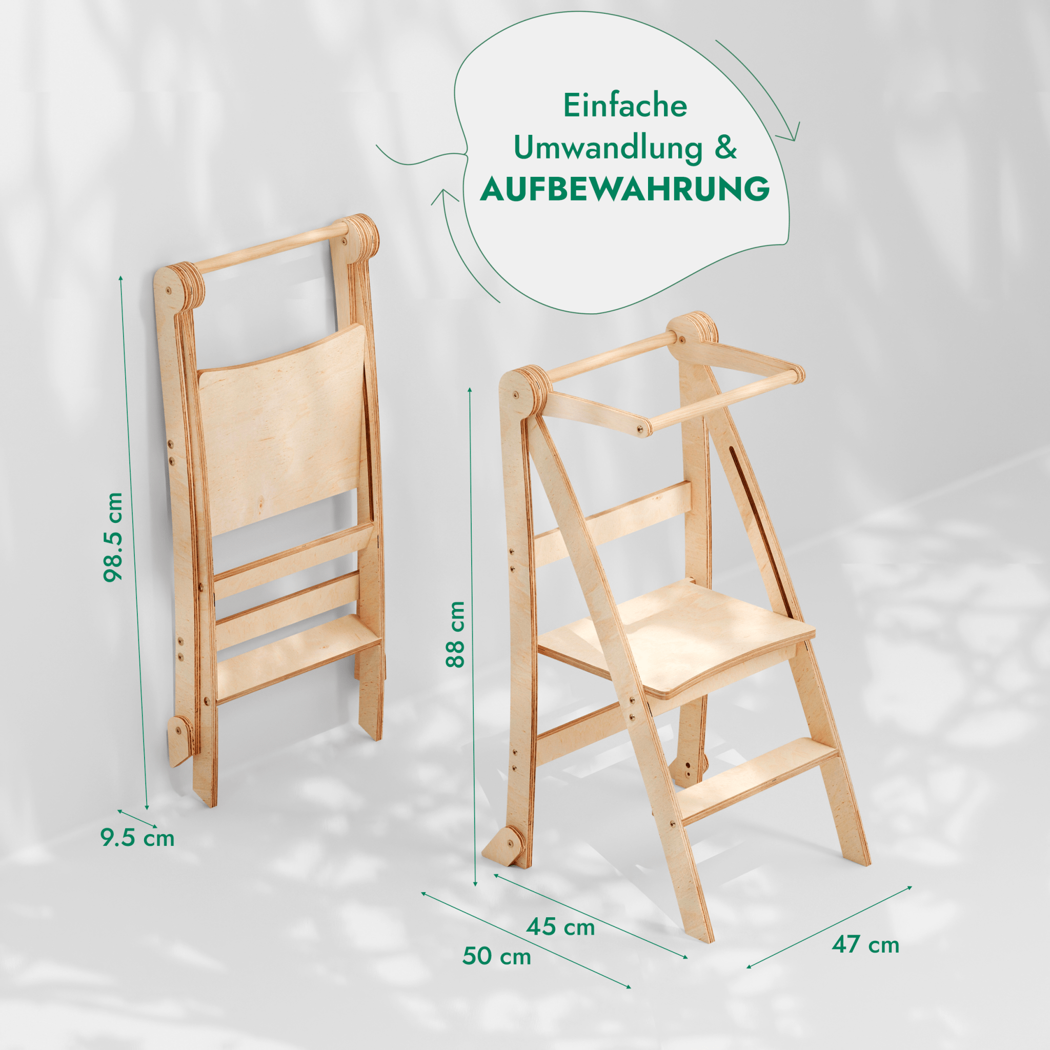 Wood Learning Tower Montessori: Stool for Children - Grey