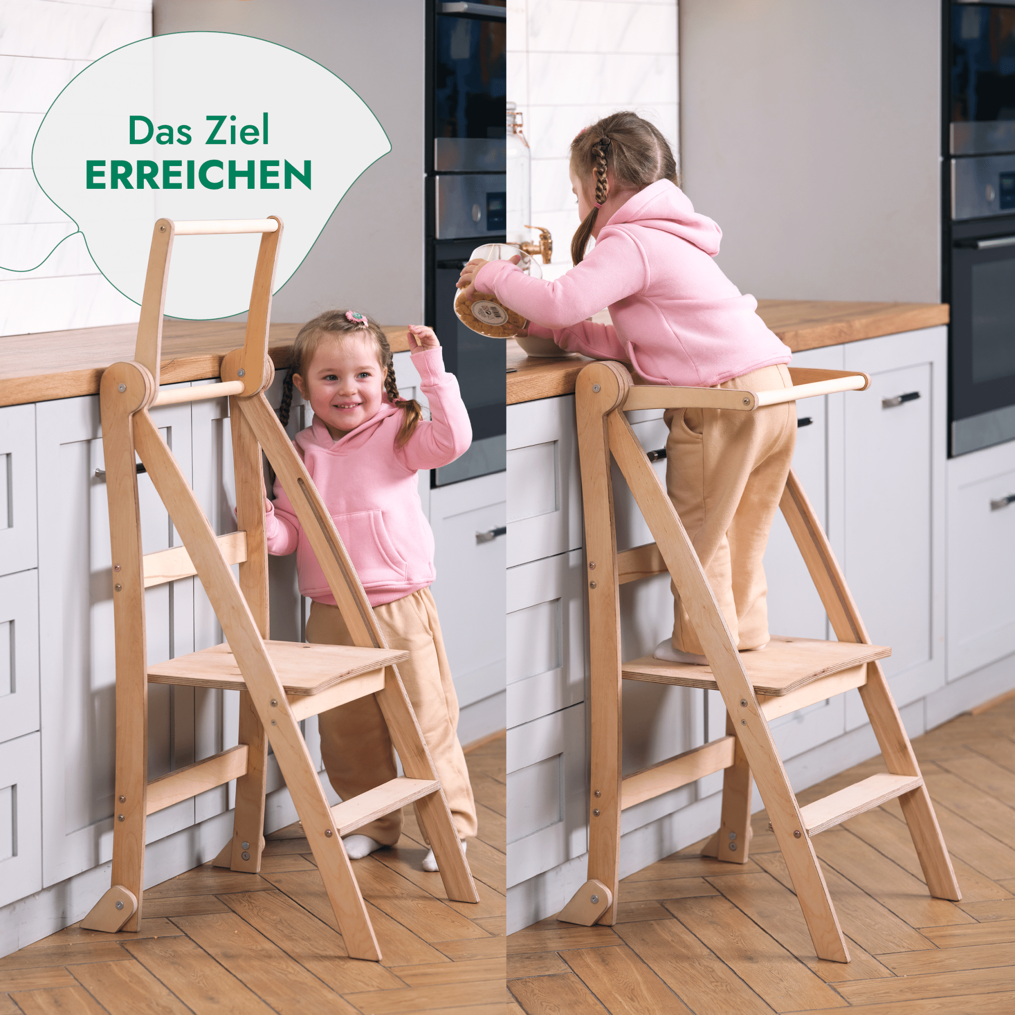 Wooden Montessori Learning Tower: Stool for Children - Graphite