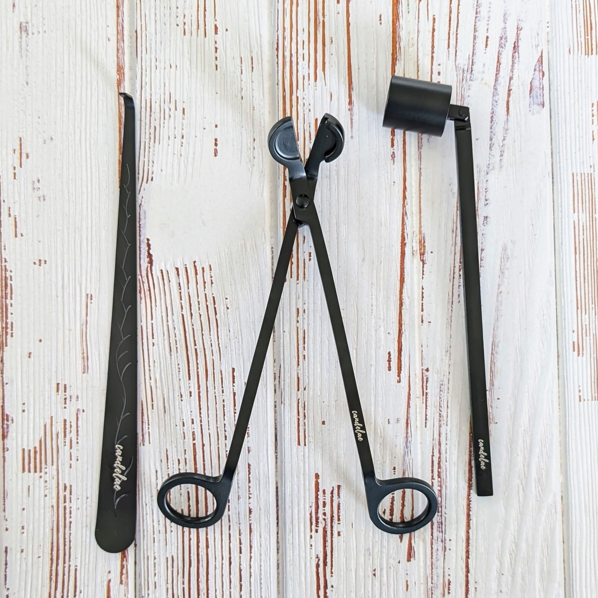Black Candle Care Set – Wick Trimmer, Candle Snuffer & Wick Dipper for Scented Candles