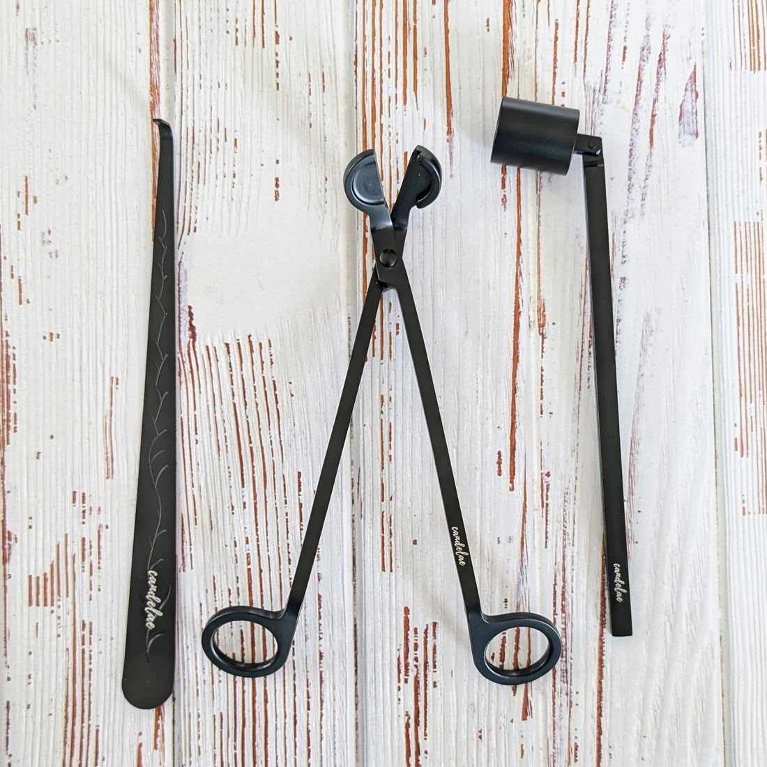 Black Candle Care Set – Wick Trimmer, Candle Snuffer & Wick Dipper for Scented Candles