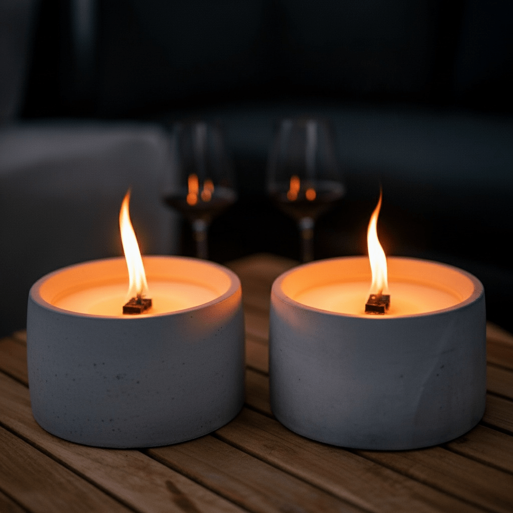 Dauerfeuer – stilvolle Outdoor-Kerze im 2er Set
