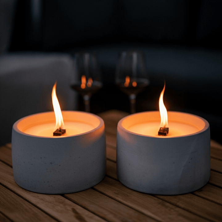 Dauerfeuer – stilvolle Outdoor-Kerze im 2er Set