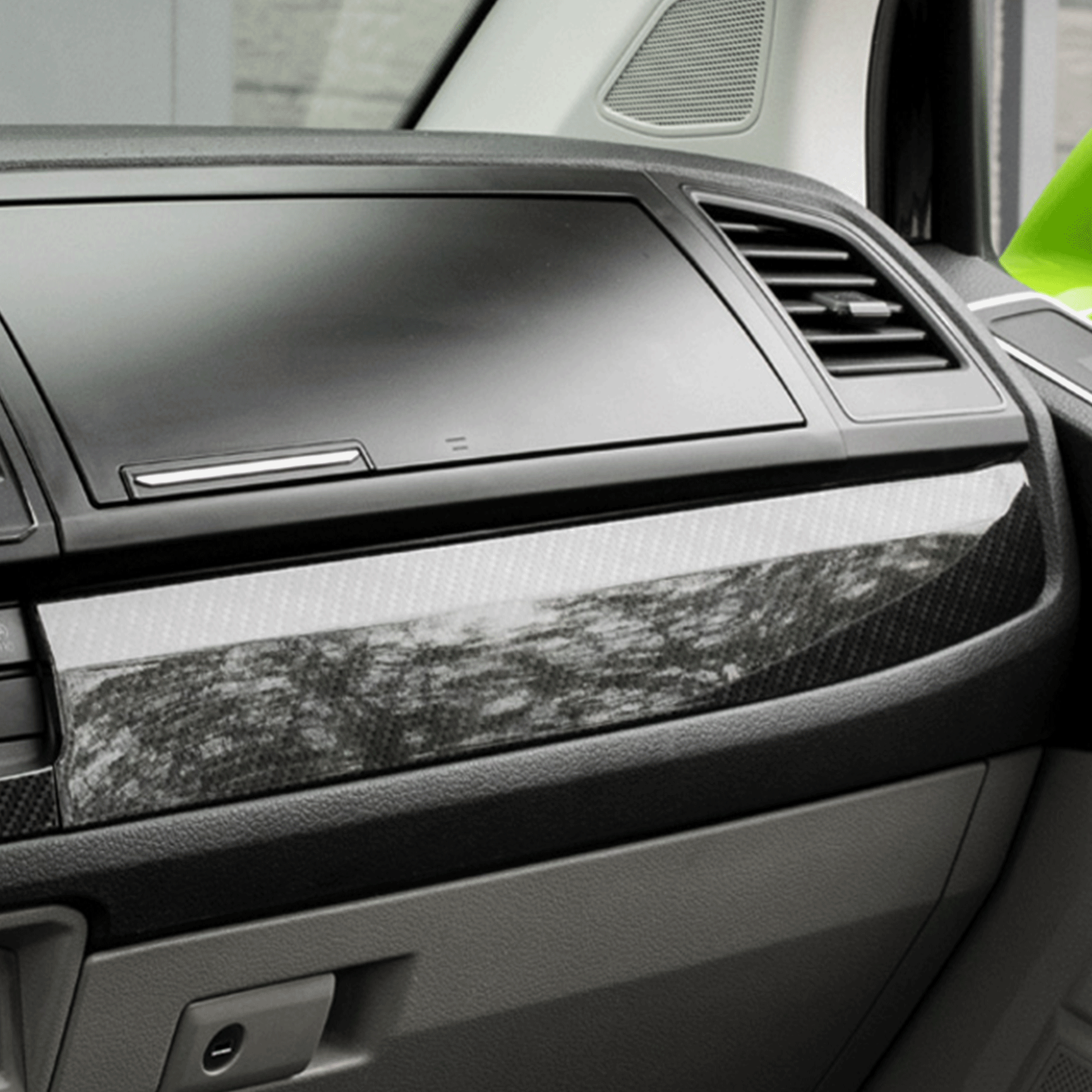 For VW Transporter T6 LHD Lower Dash Styling Trims Carbon Effect