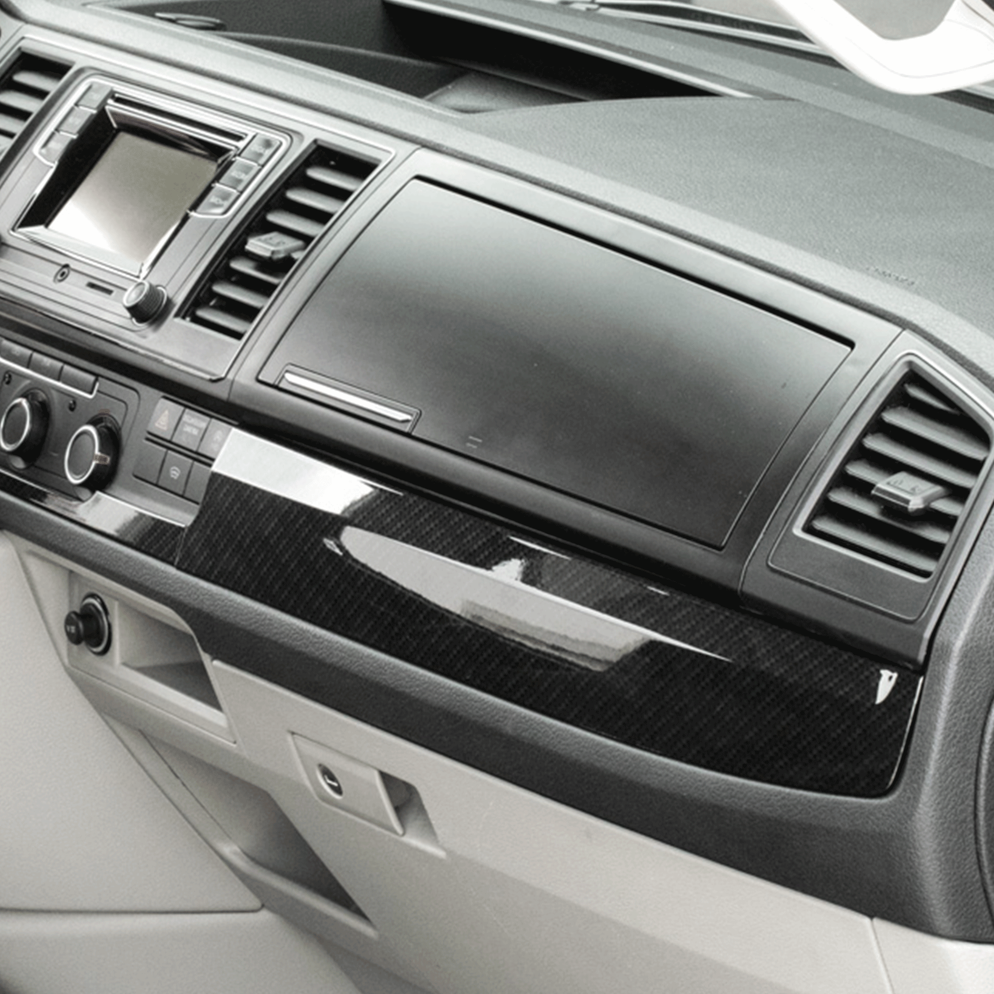 For VW Transporter T6 LHD Lower Dash Styling Trims Carbon Effect