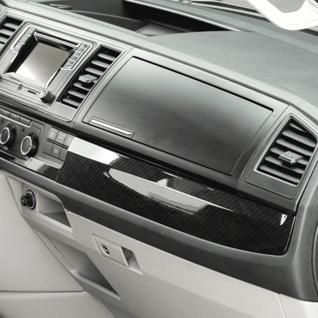 For VW Transporter T6 LHD Lower Dash Styling Trims Carbon Effect