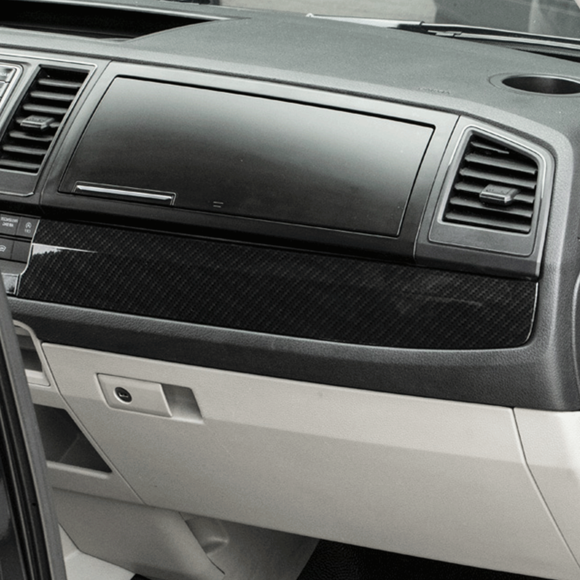 For VW Transporter T6 LHD Lower Dash Styling Trims Carbon Effect