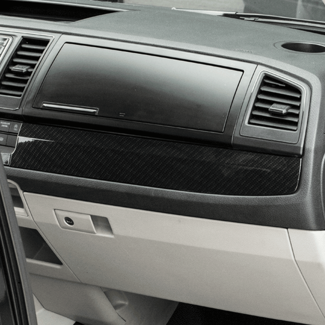 For VW Transporter T6 LHD Lower Dash Styling Trims Carbon Effect