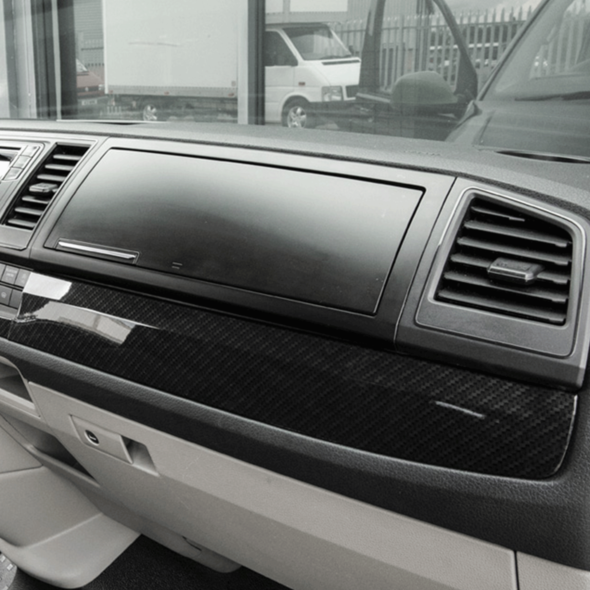 For VW Transporter T6 LHD Lower Dash Styling Trims Carbon Effect