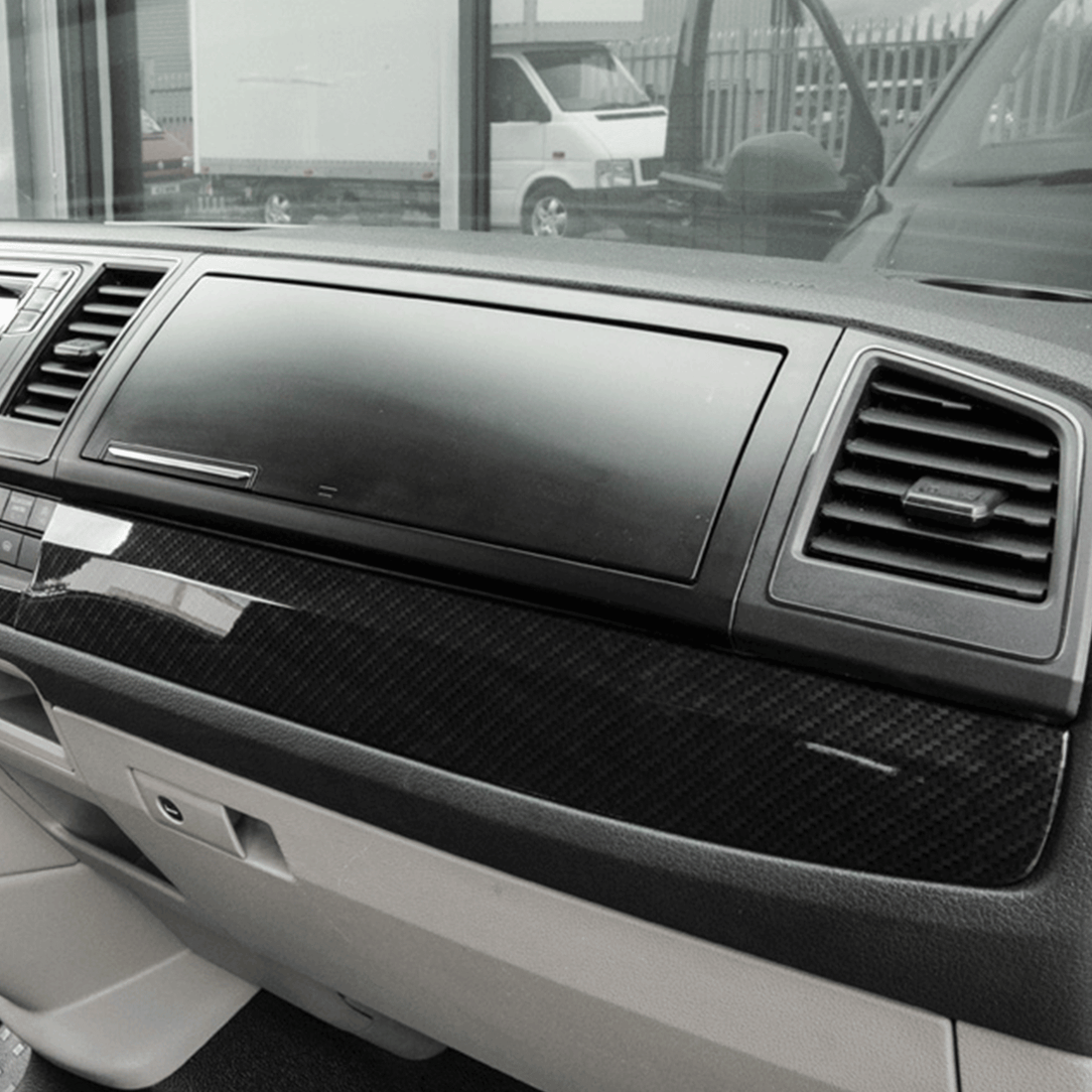 For VW Transporter T6 LHD Lower Dash Styling Trims Carbon Effect