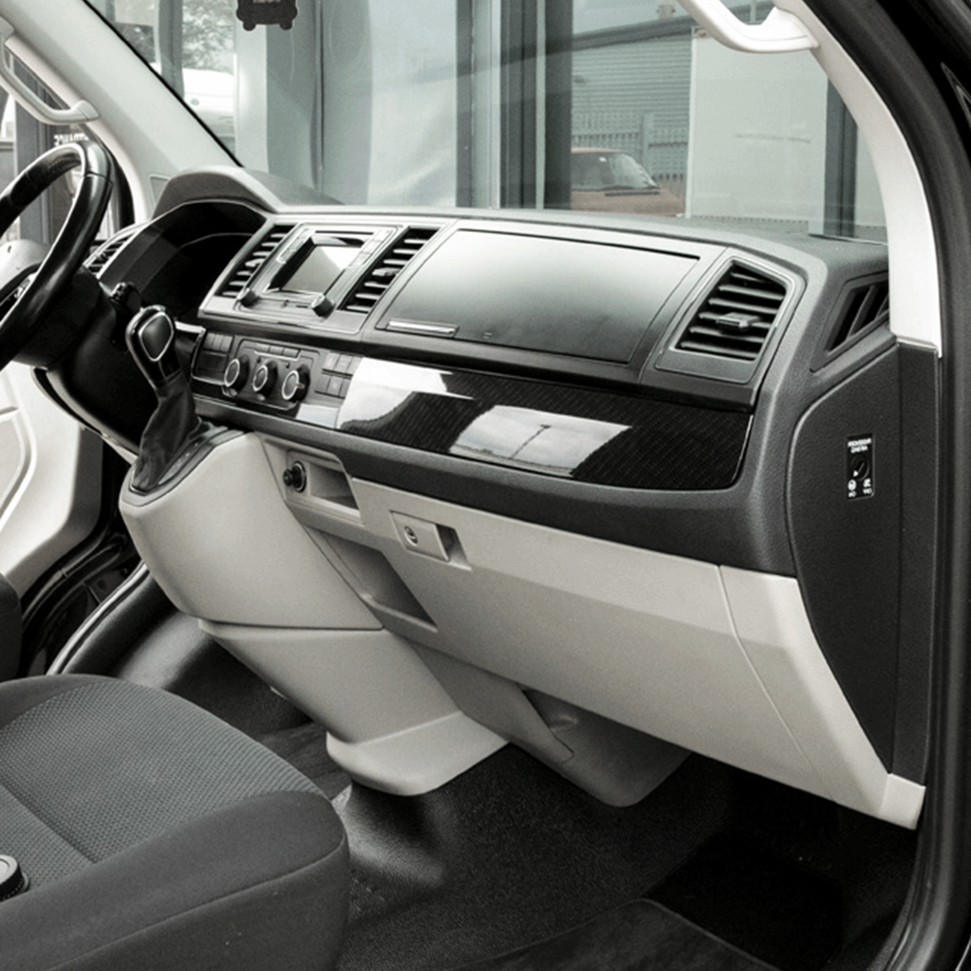 For VW Transporter T6 LHD Lower Dash Styling Trims Carbon Effect