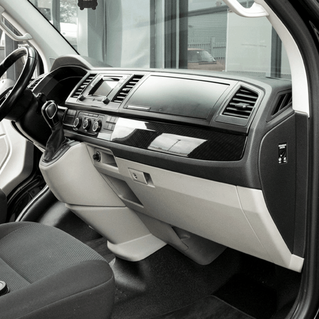 For VW Transporter T6 LHD Lower Dash Styling Trims Carbon Effect