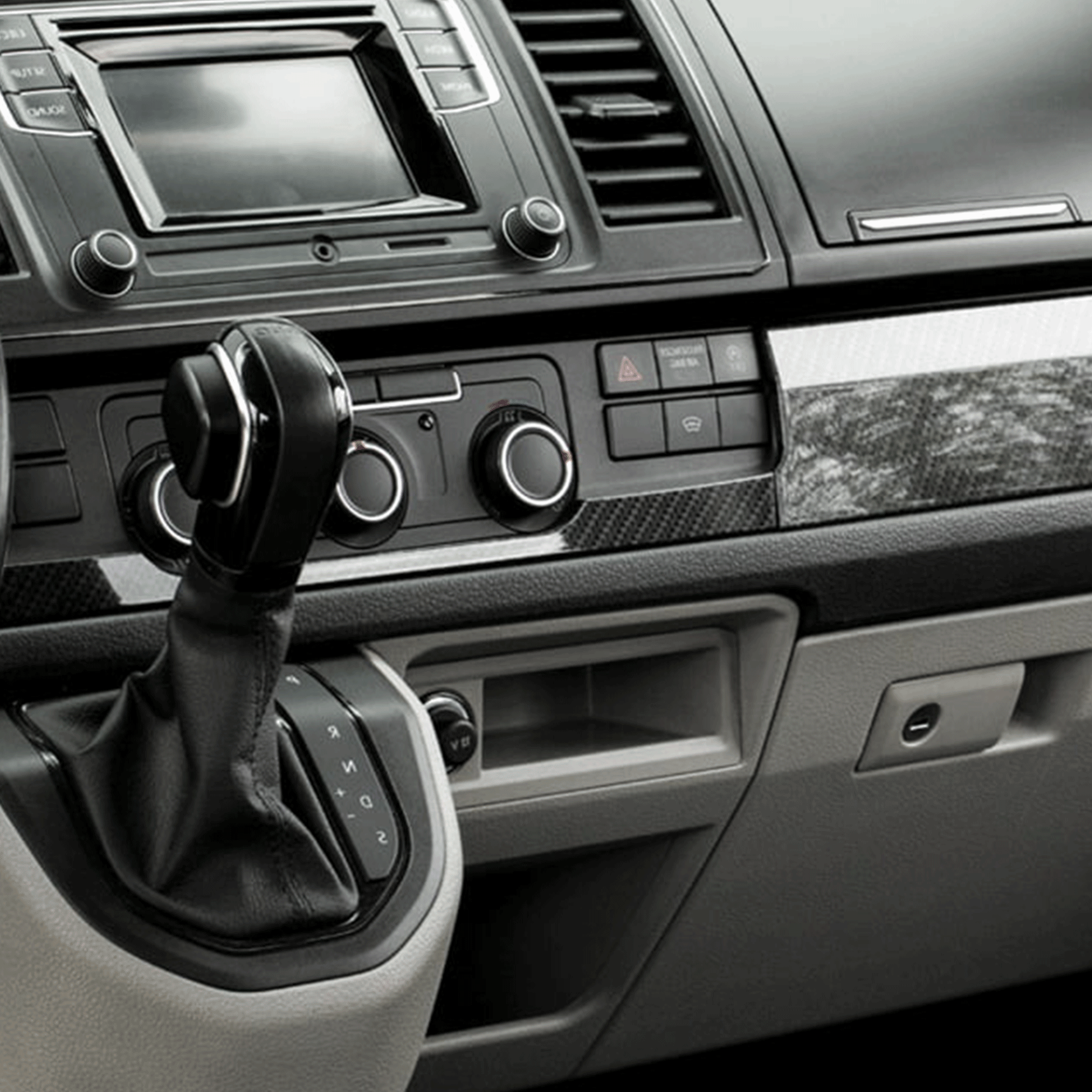 For VW Transporter T6 LHD Lower Dash Styling Trims Carbon Effect