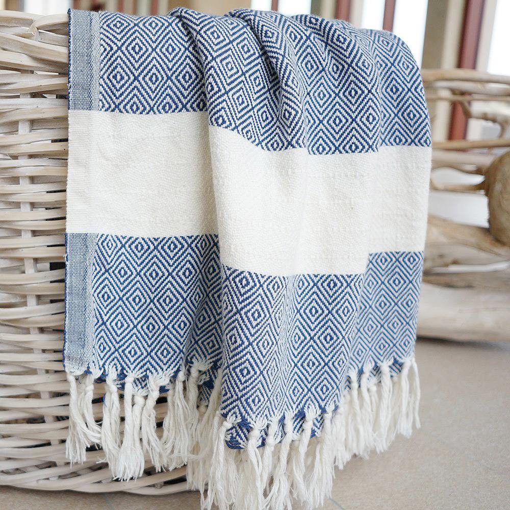 Charlotte dark blue hammam towel - hand-woven