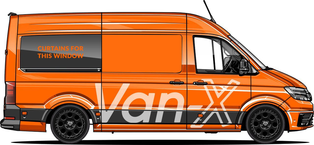 For VW Crafter Premium Window Curtains Van-X - Black/Grey