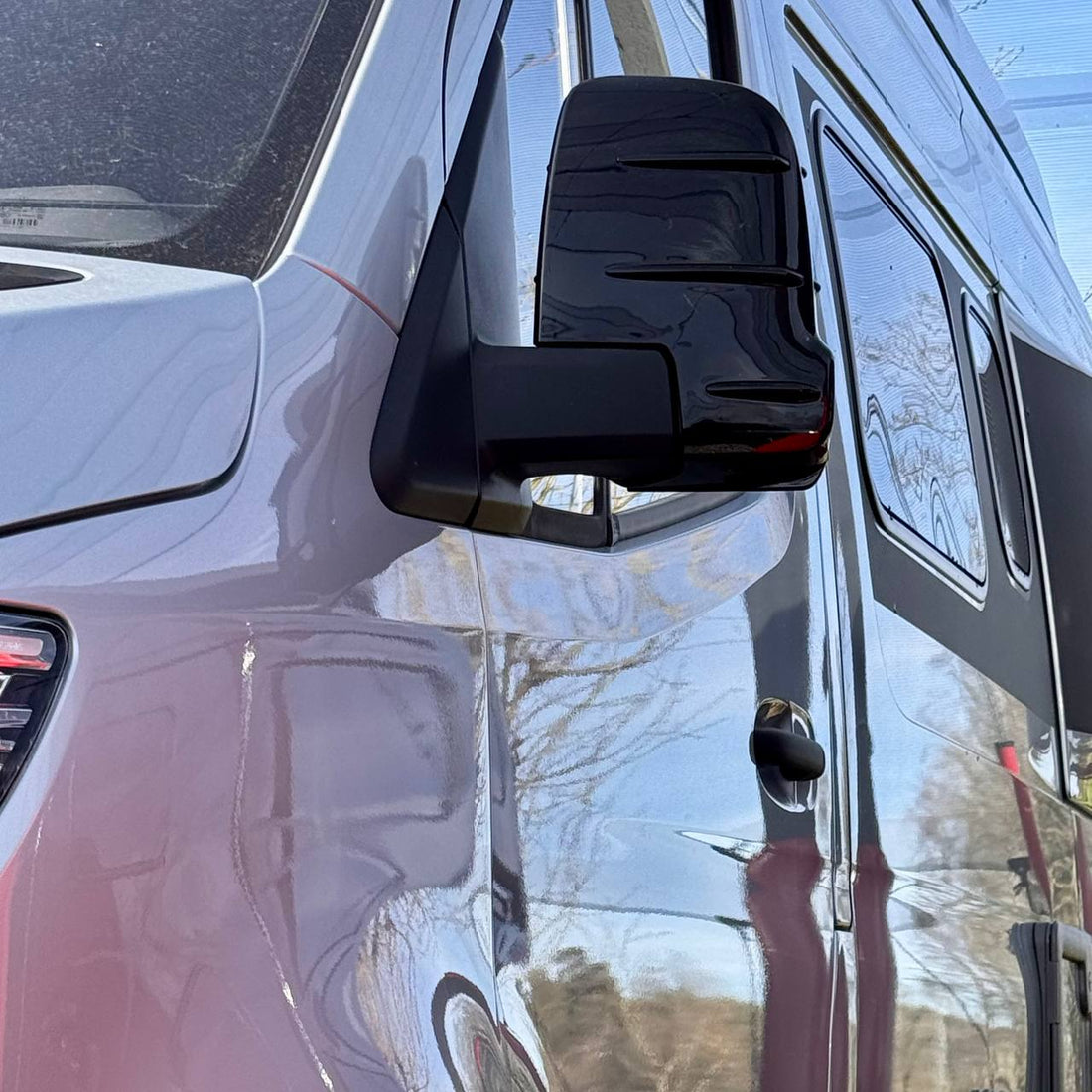 For Mercedes Sprinter 907 Wing Mirror Covers with Indicator - Gloss Black (Set of 2) - Replacement Caps for 907 Models