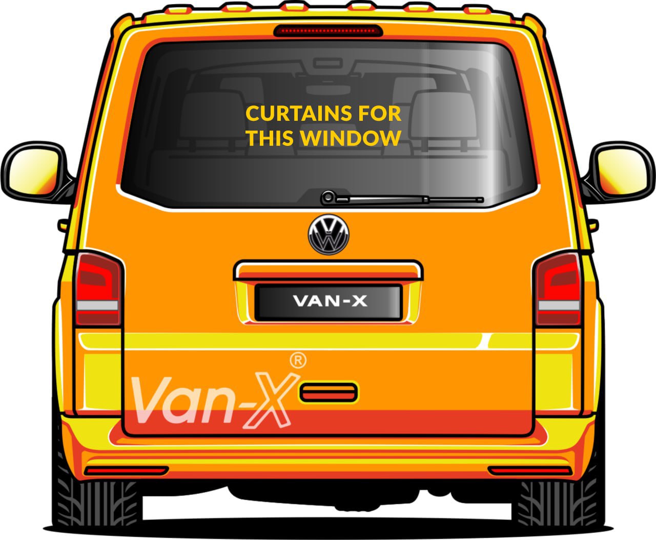 For VW T4 Transporter Van Conversion Premium Curtains Van-X - Black/Black