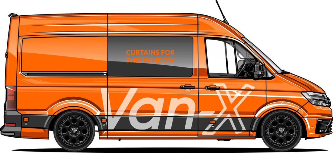 For VW Crafter Premium Window Curtains Van-X - Black/Grey