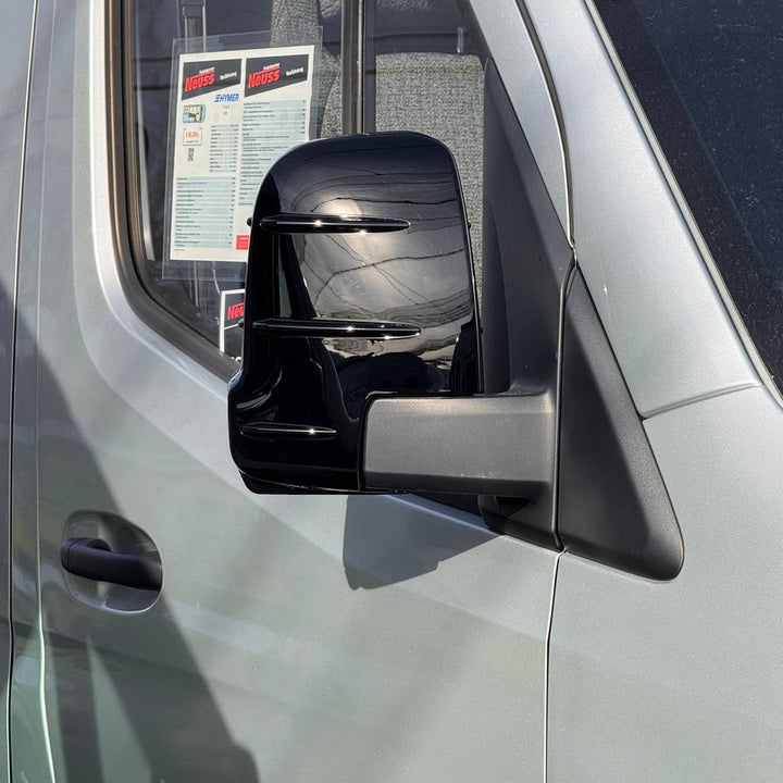 For Mercedes Sprinter 907 Wing Mirror Covers with Indicator - Gloss Black (Set of 2) - Replacement Caps for 907 Models