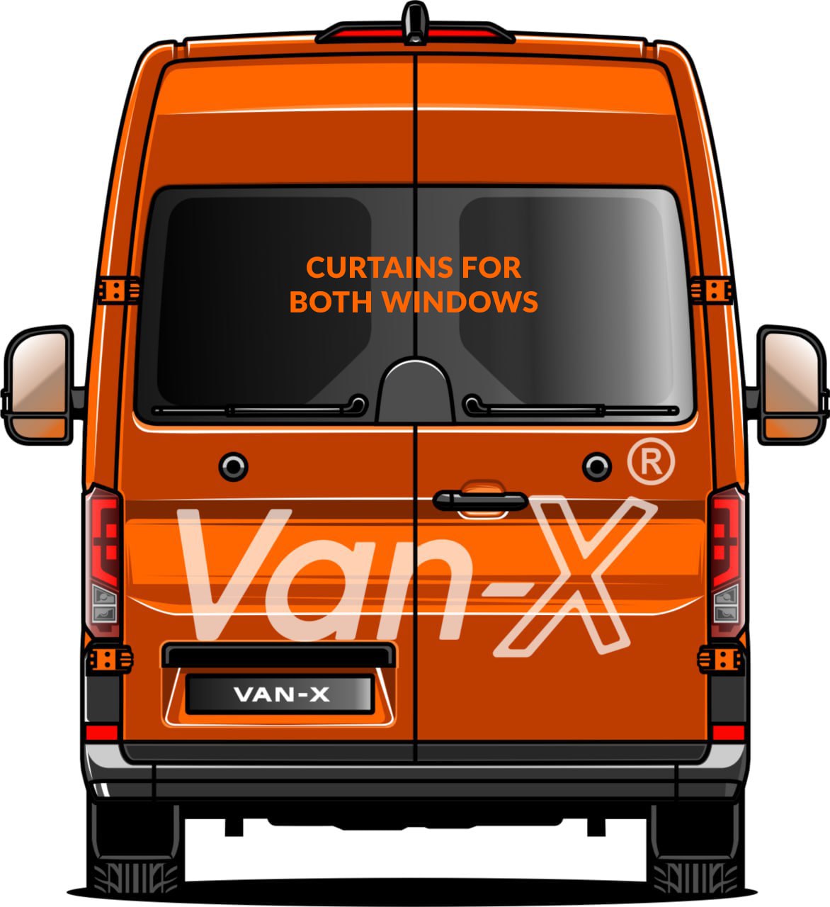 For Mercedes Sprinter Premium Window Curtains Van-X - Black/Grey