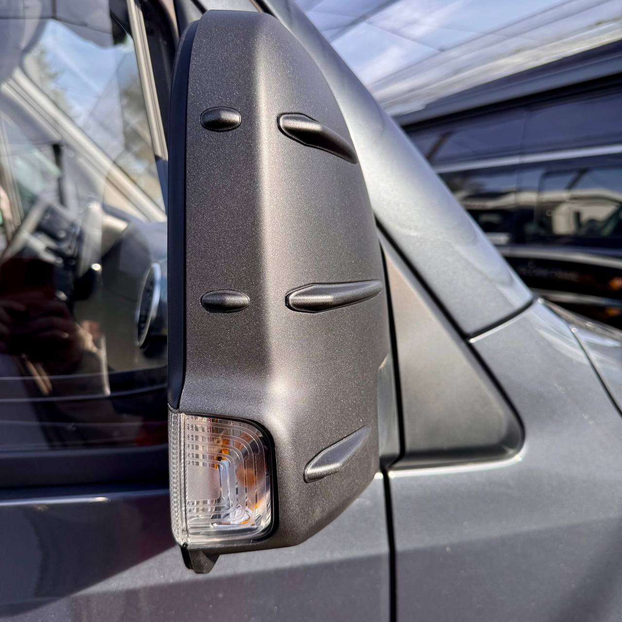 For Mercedes Sprinter 907 Wing Mirror Covers with Indicator - Hammerite (Set of 2) - Replacement Caps for 907 Models